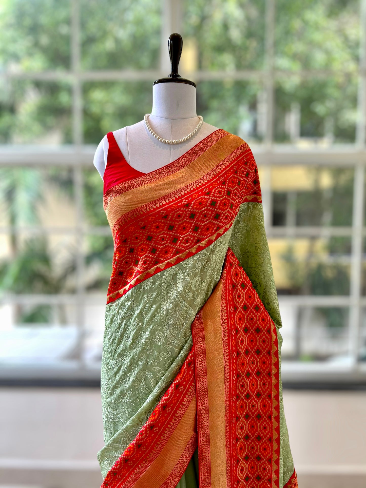 Chikankari Saree - Green