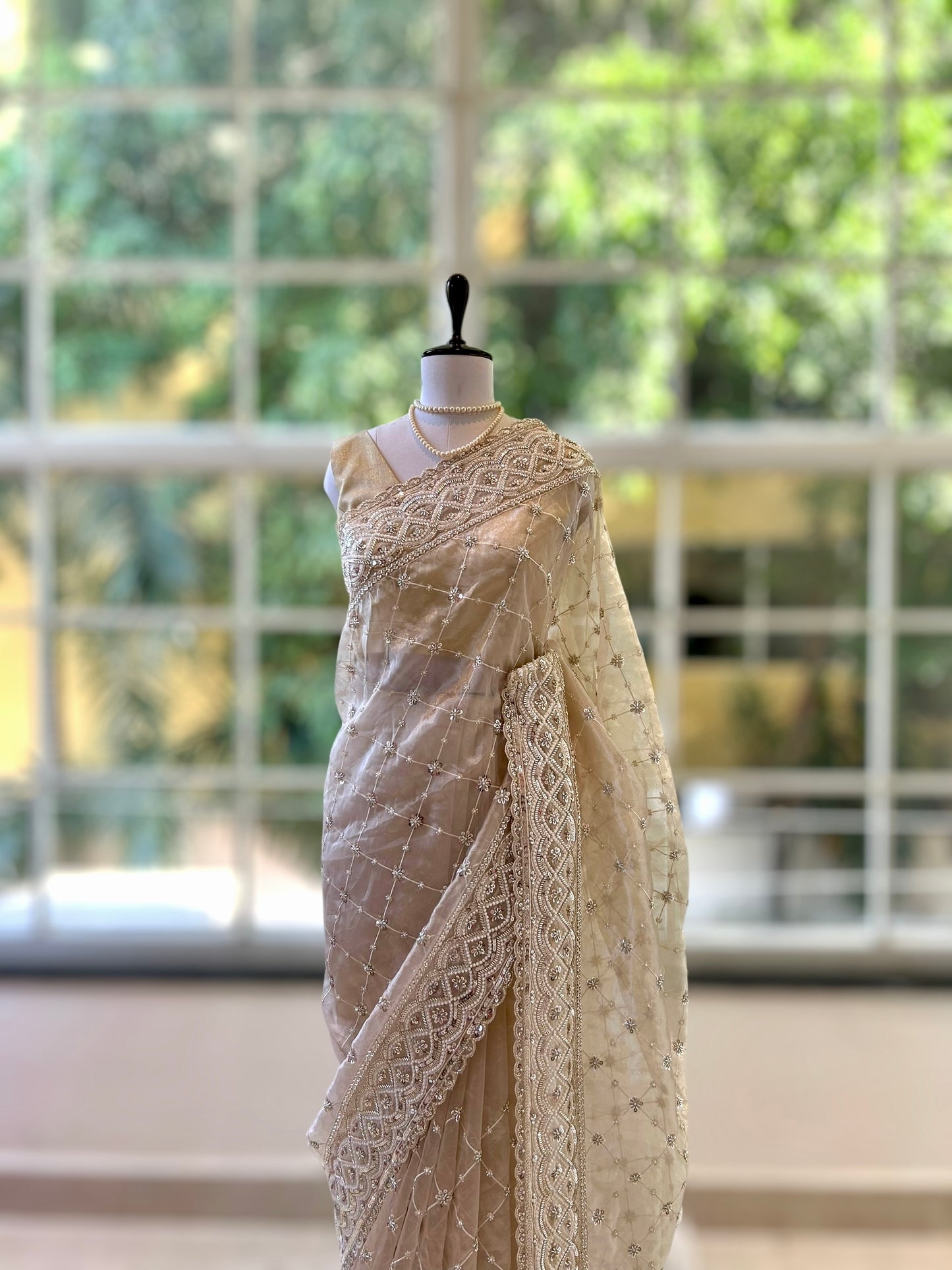 Handwork organza saree