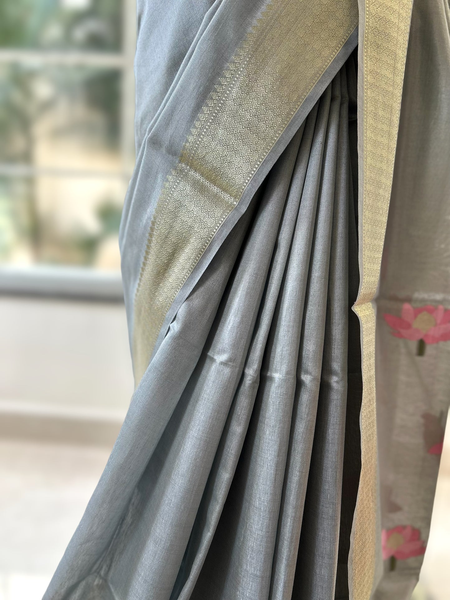 Grey cotton saree