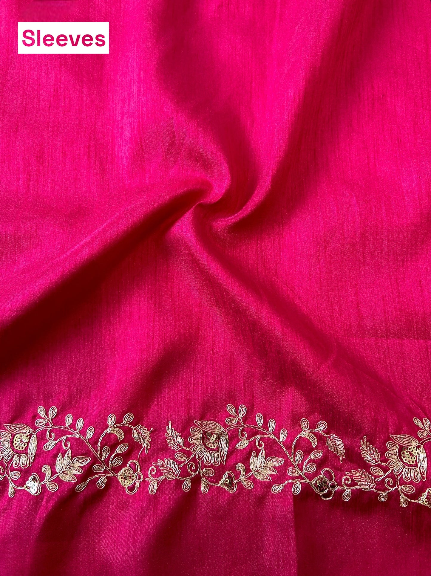 Aariwork crushed organza saree - Pink