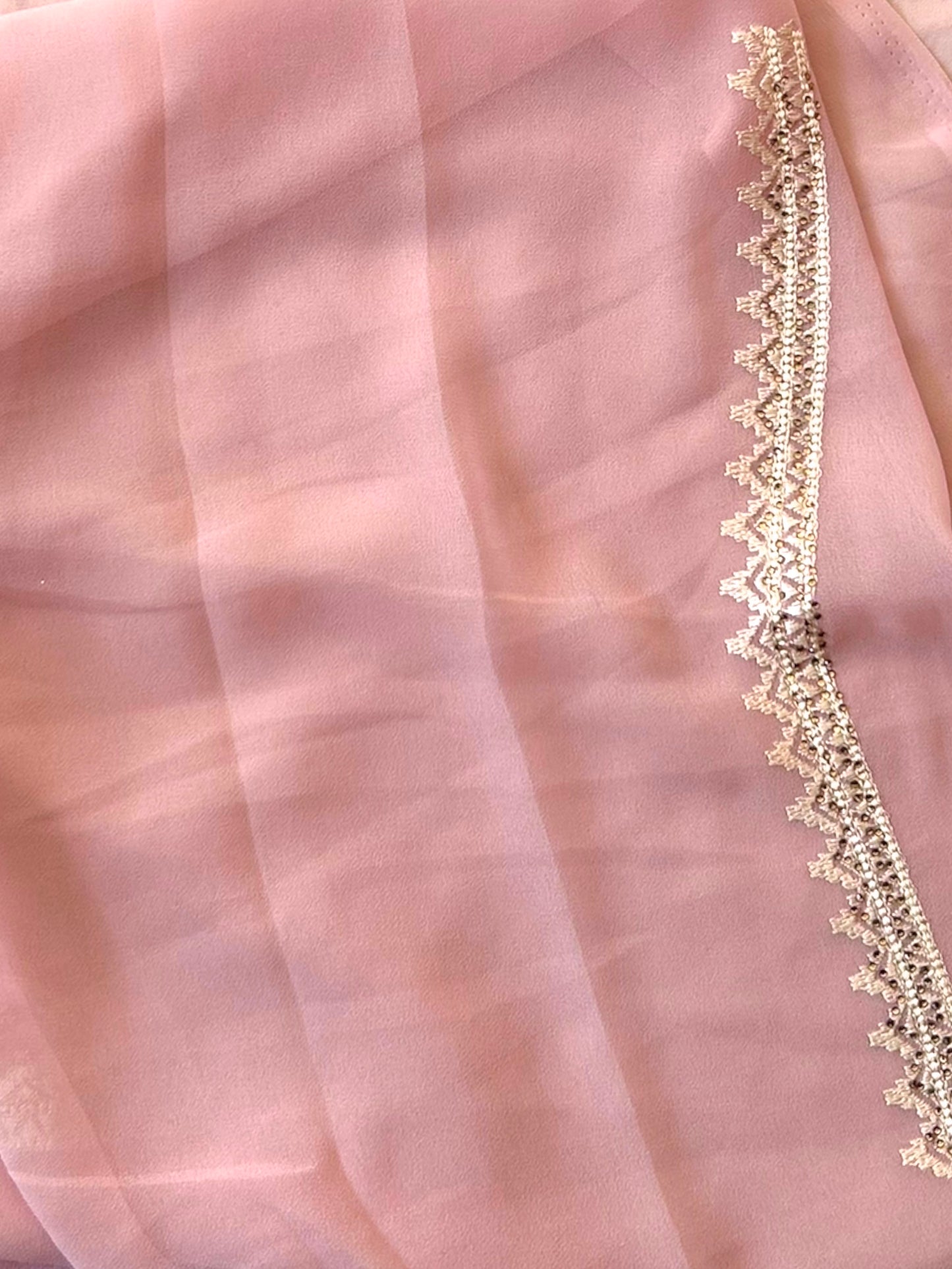 Pink georgette threadwork saree