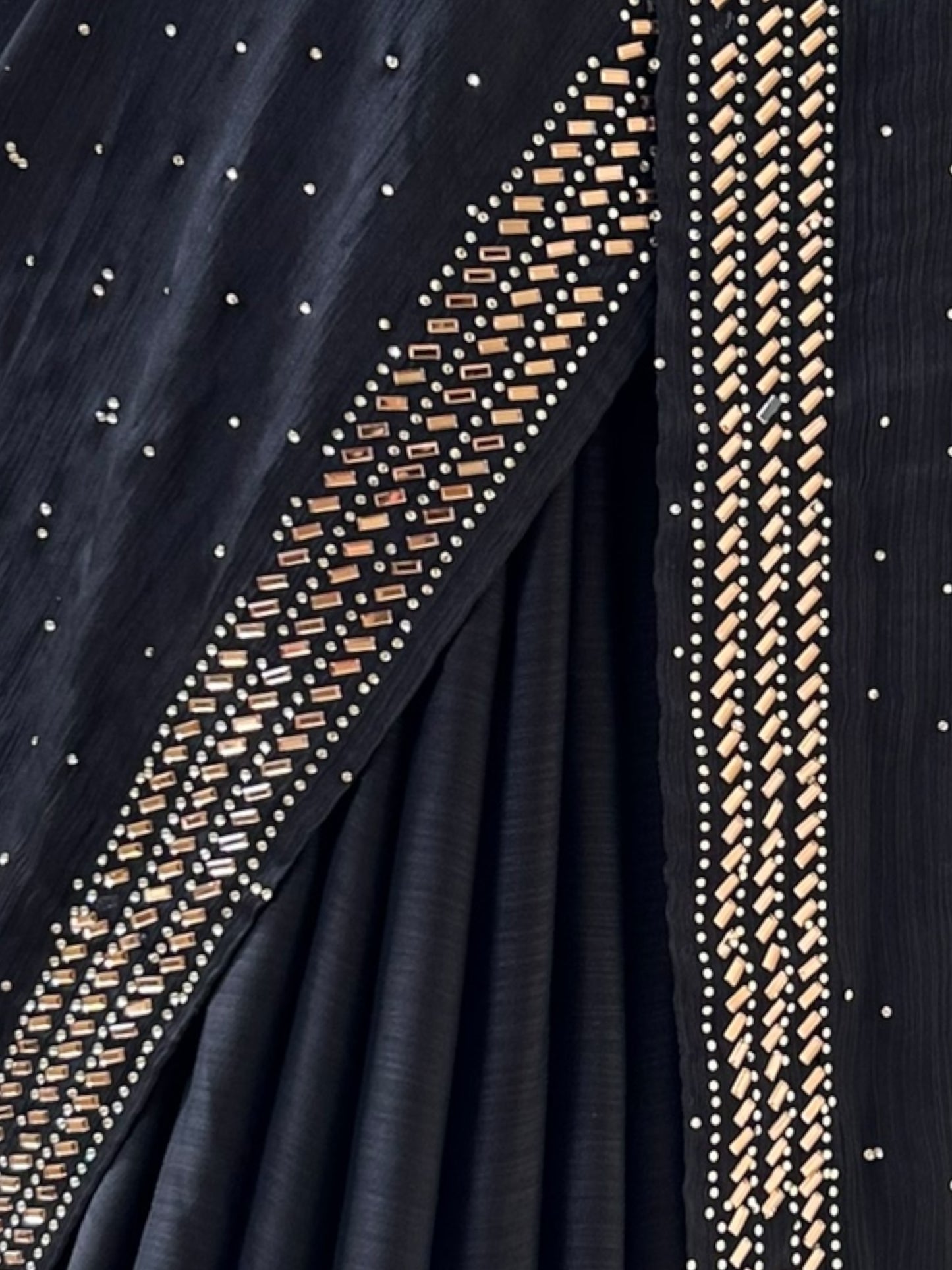 Black embellished chiffon saree