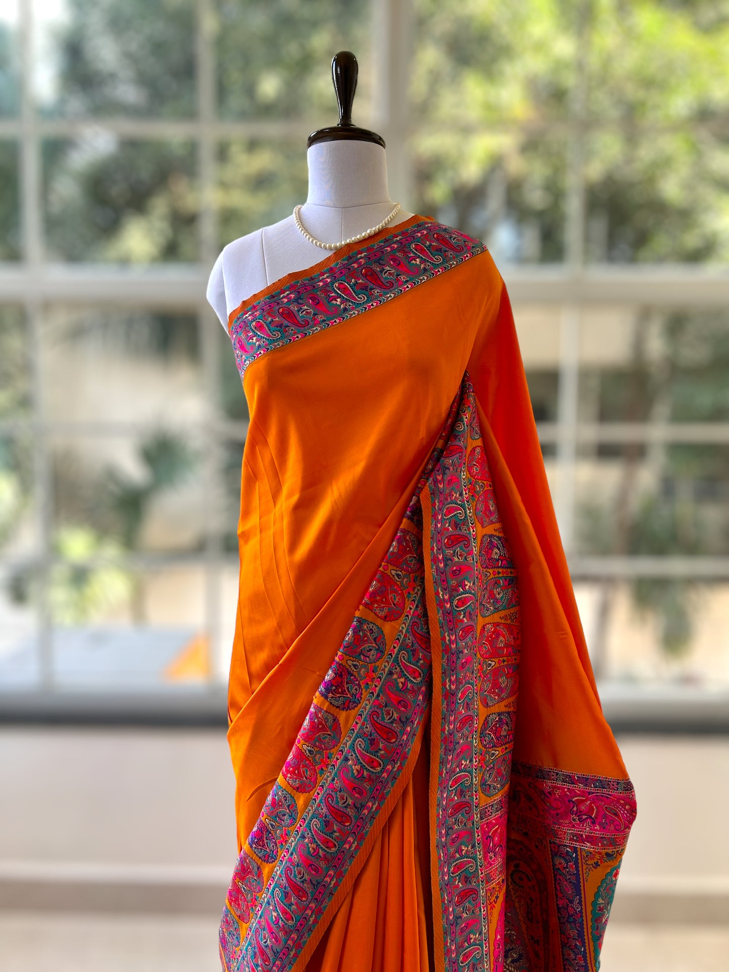 Orange silk saree