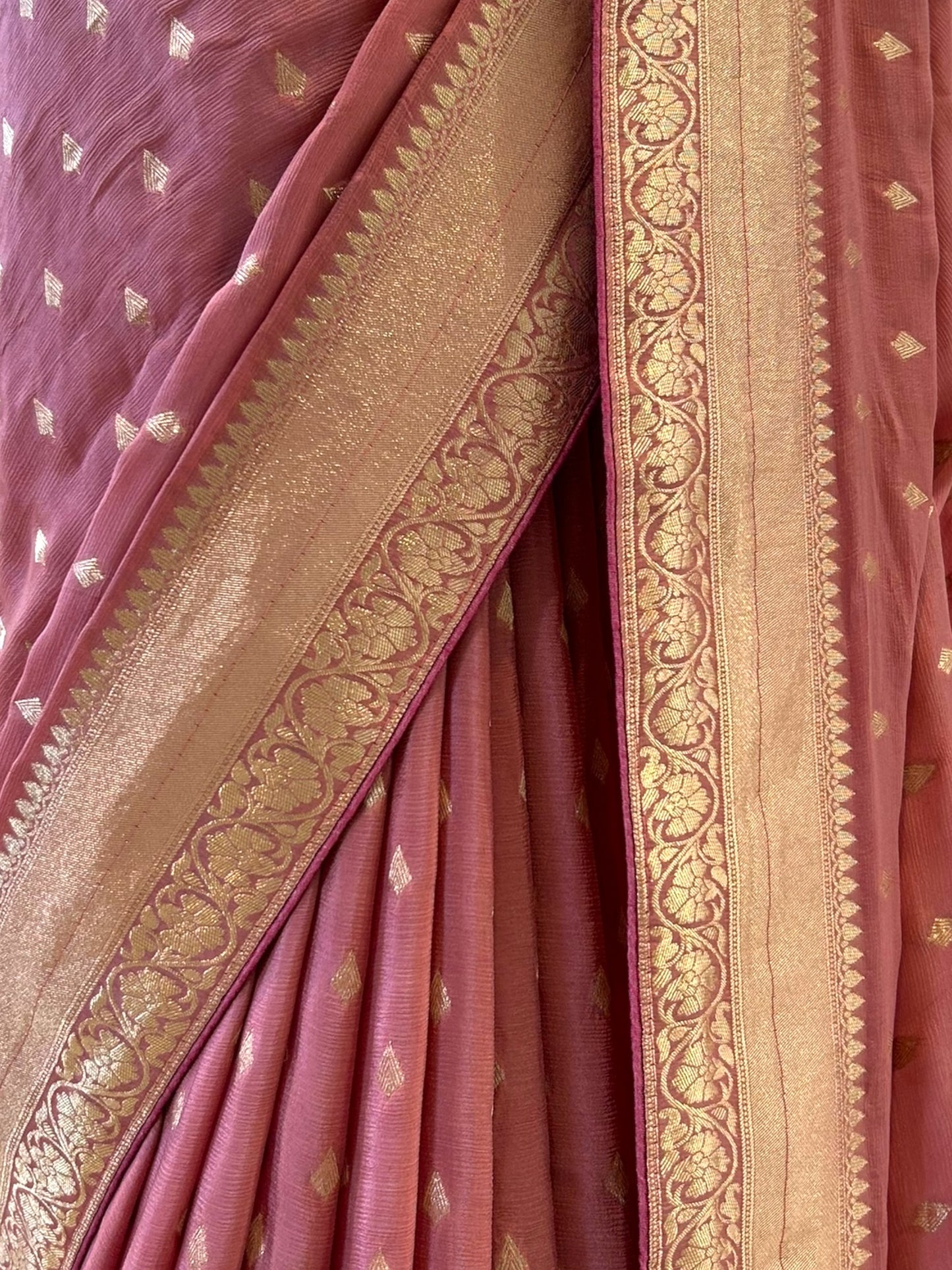 Onion pink pure chiffon saree