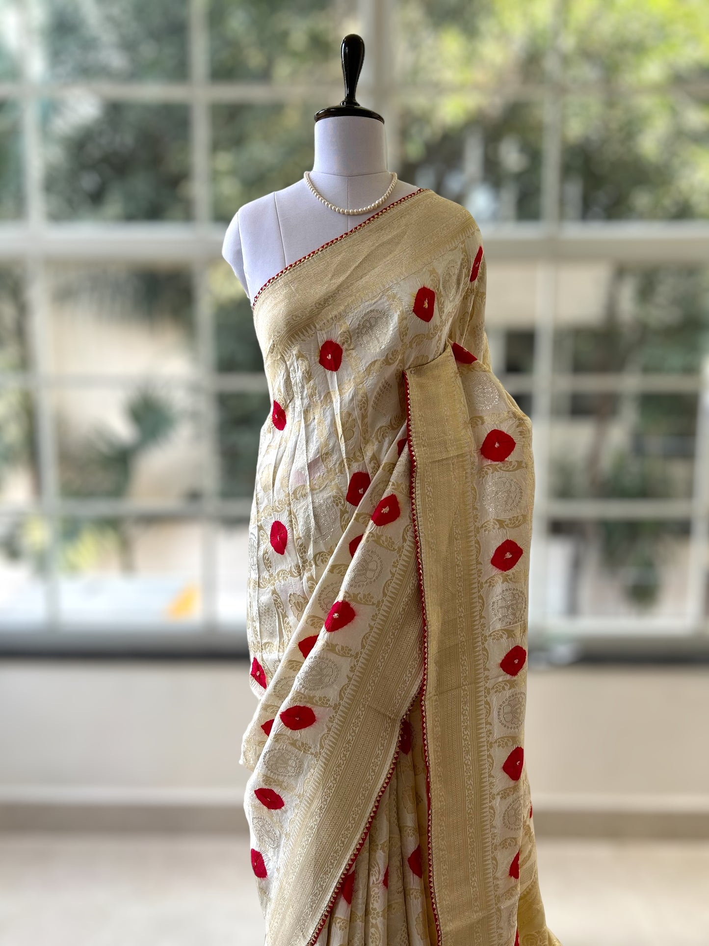 White gharchola saree