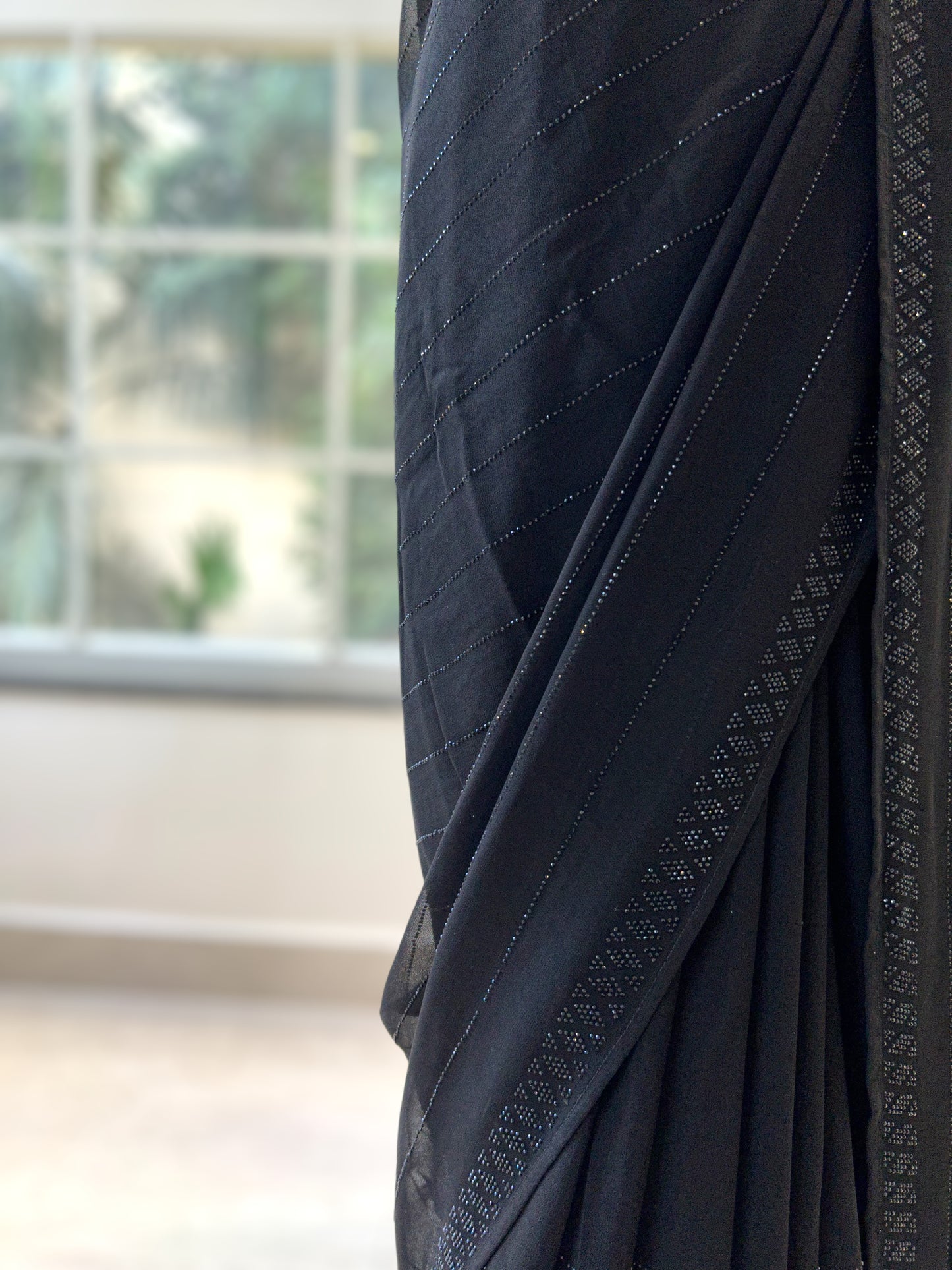 Pure georgette sequins saree - Black