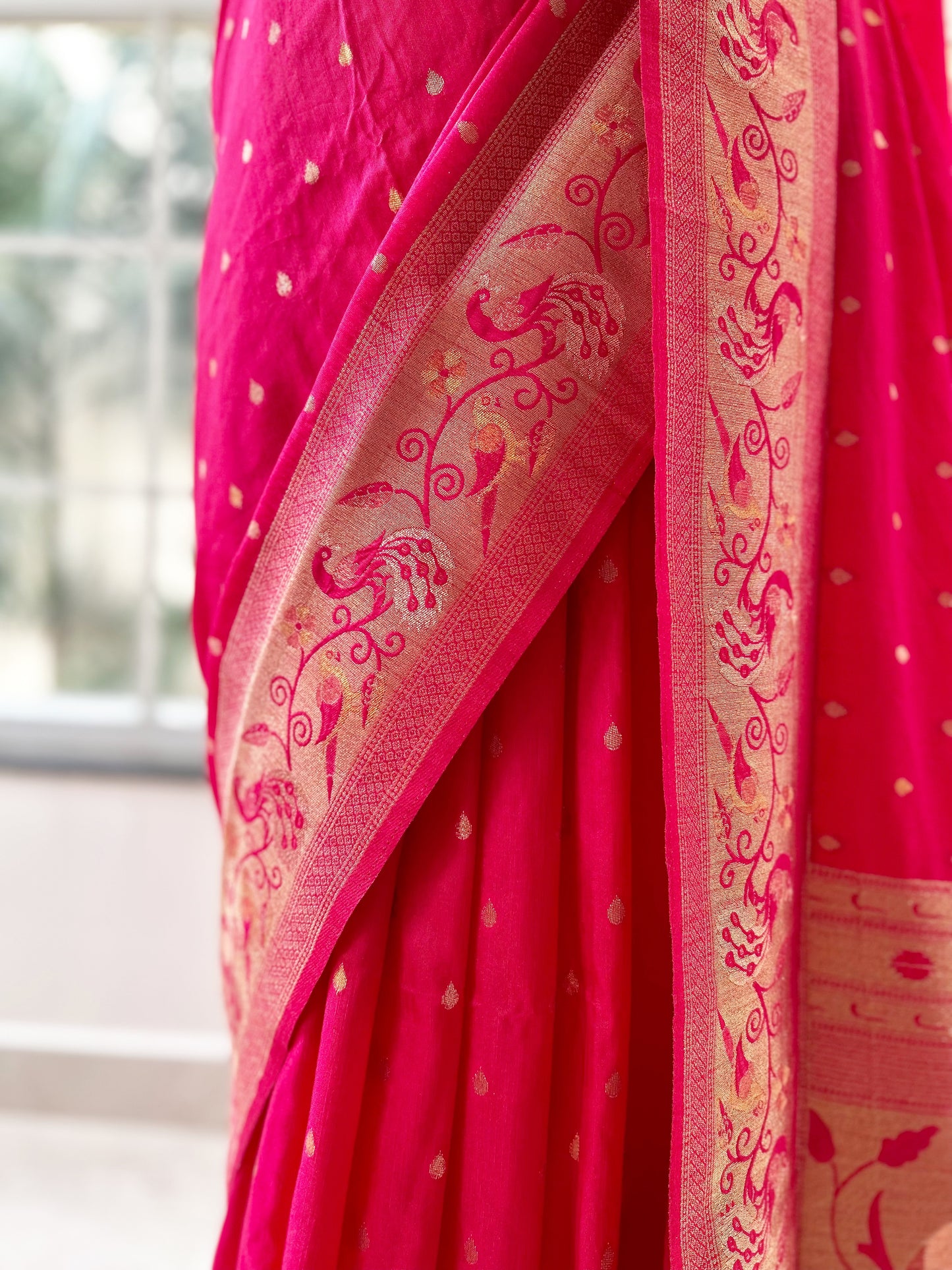 Rani pink soft silk saree