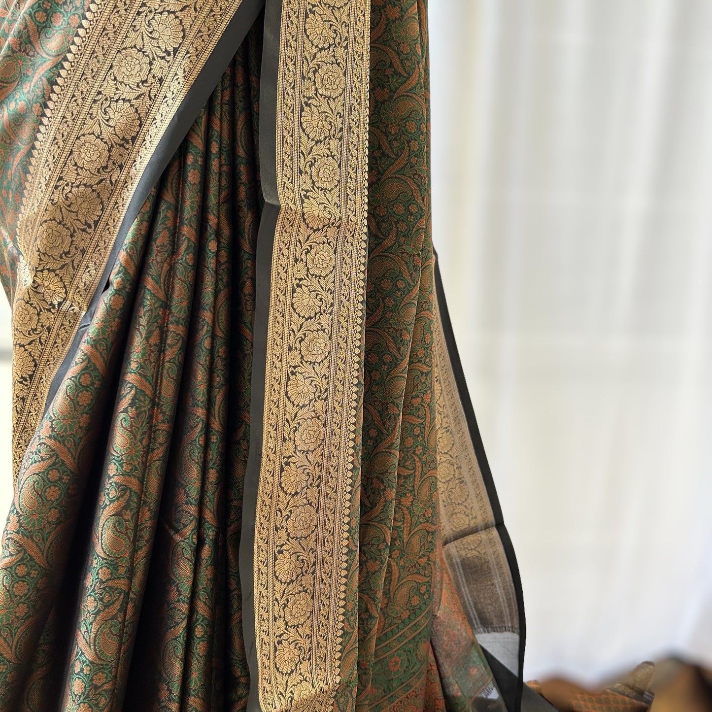 Soft silk printed saree - Green