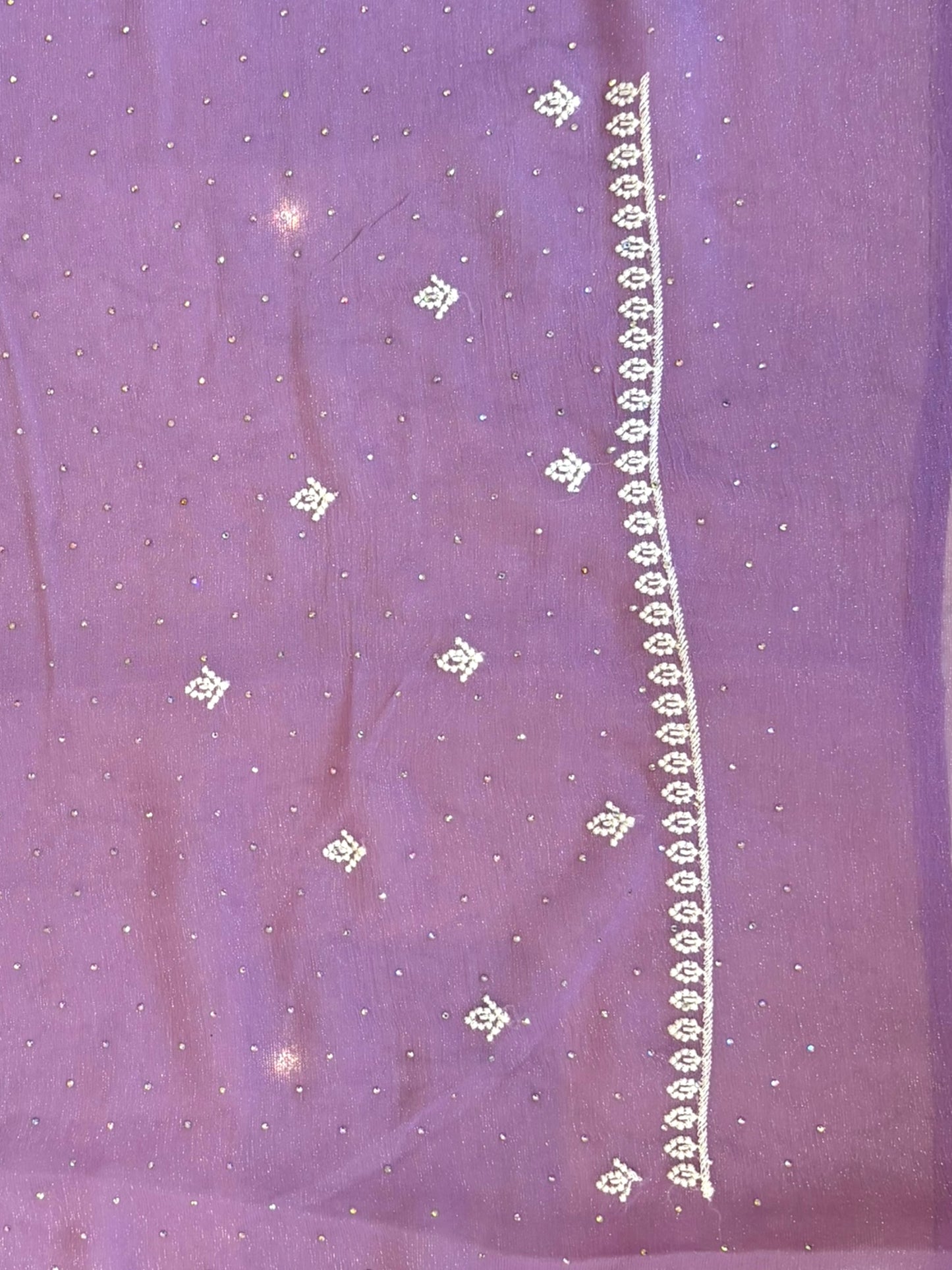 Chiffon threadwork saree - Lilac