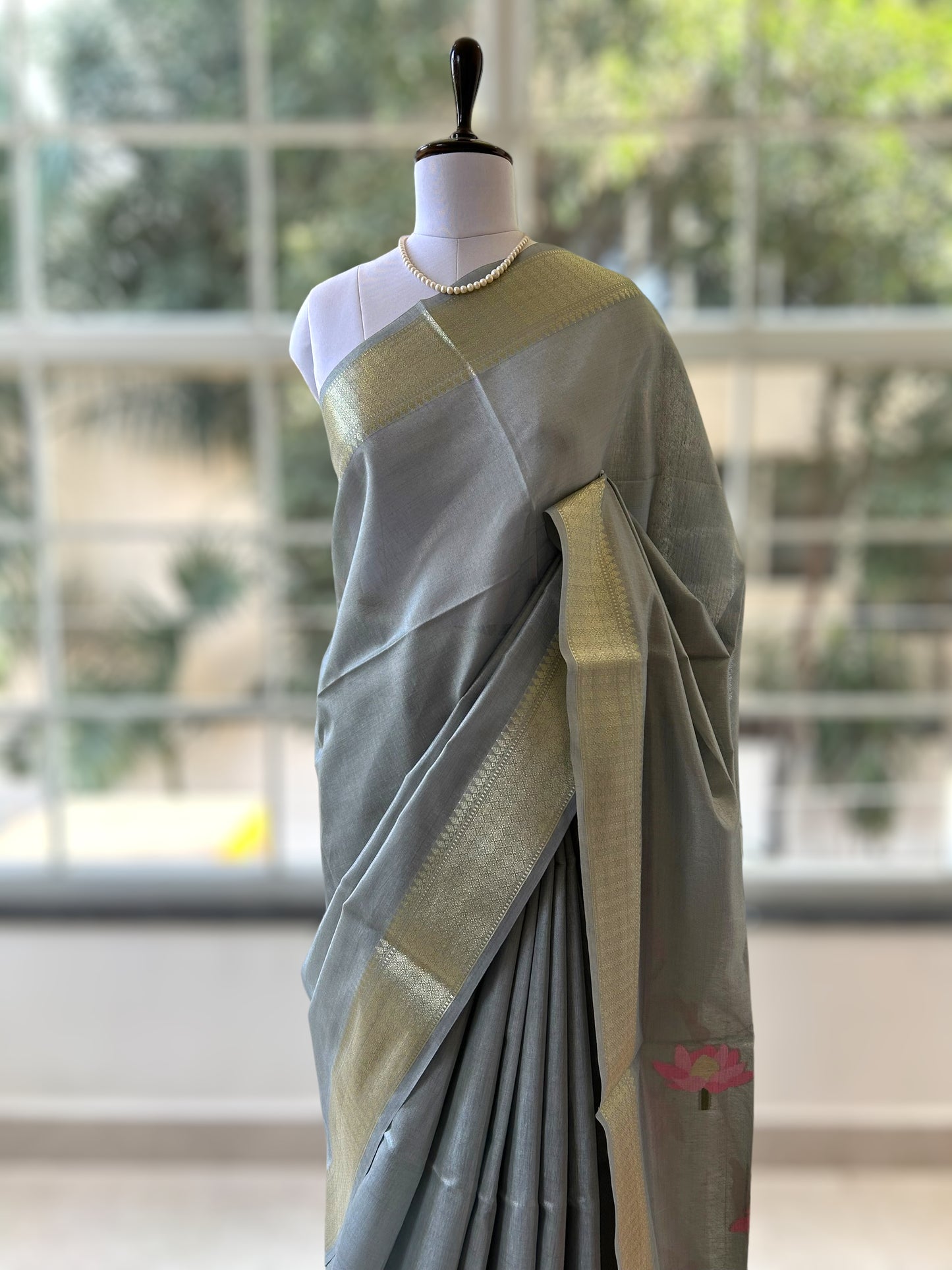 Grey cotton saree