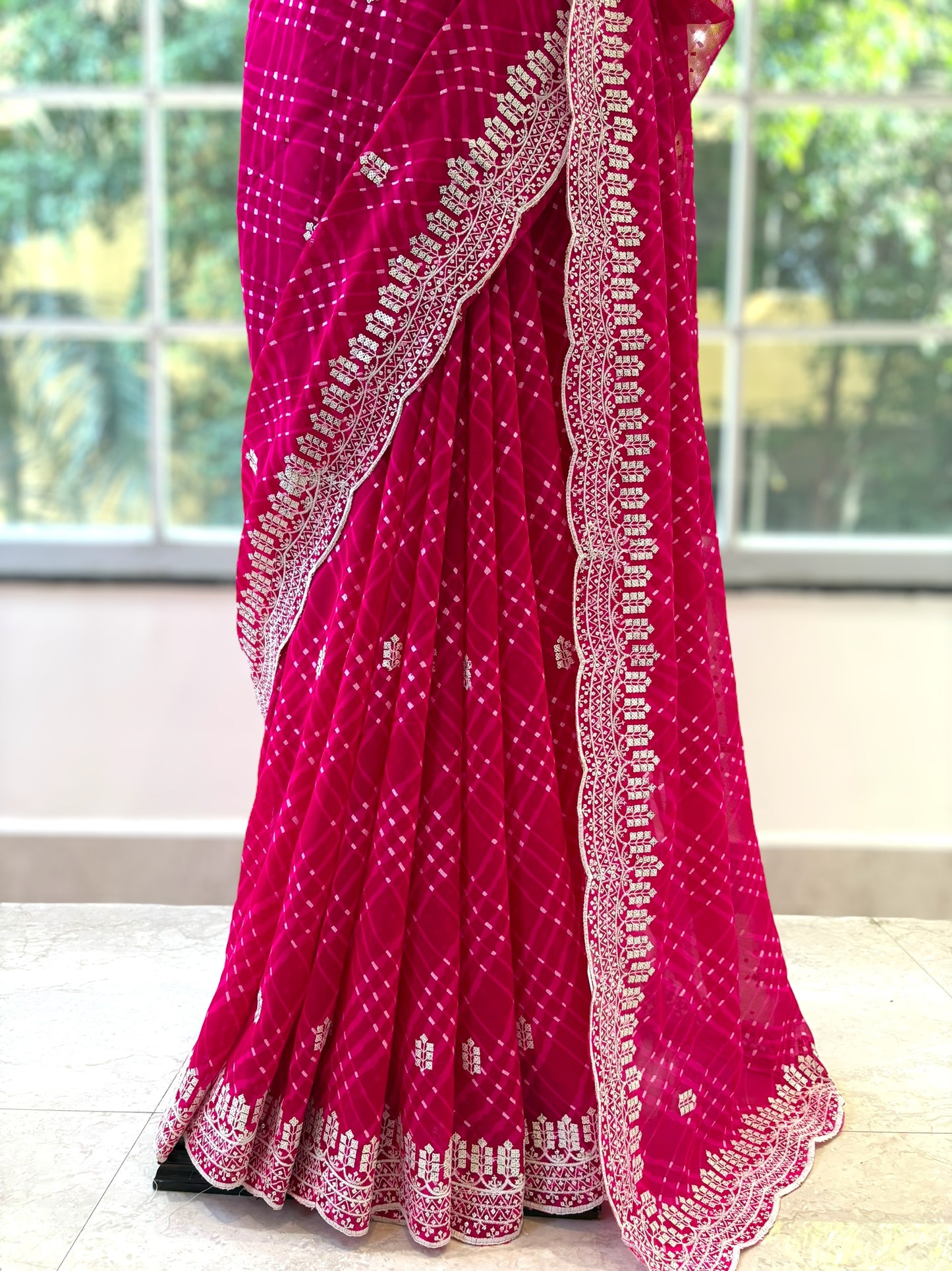 Georgette motara saree - Pink