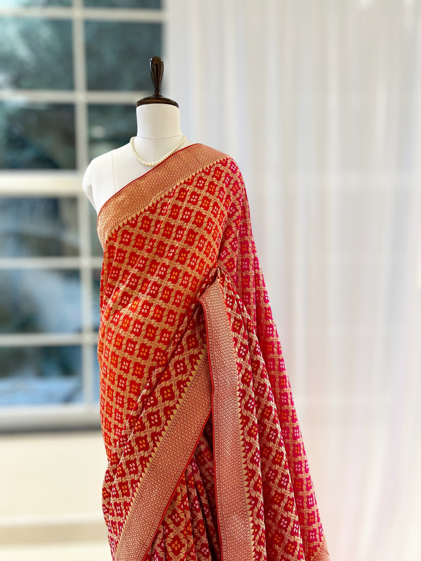 Beautiful Shaded bandhani saree