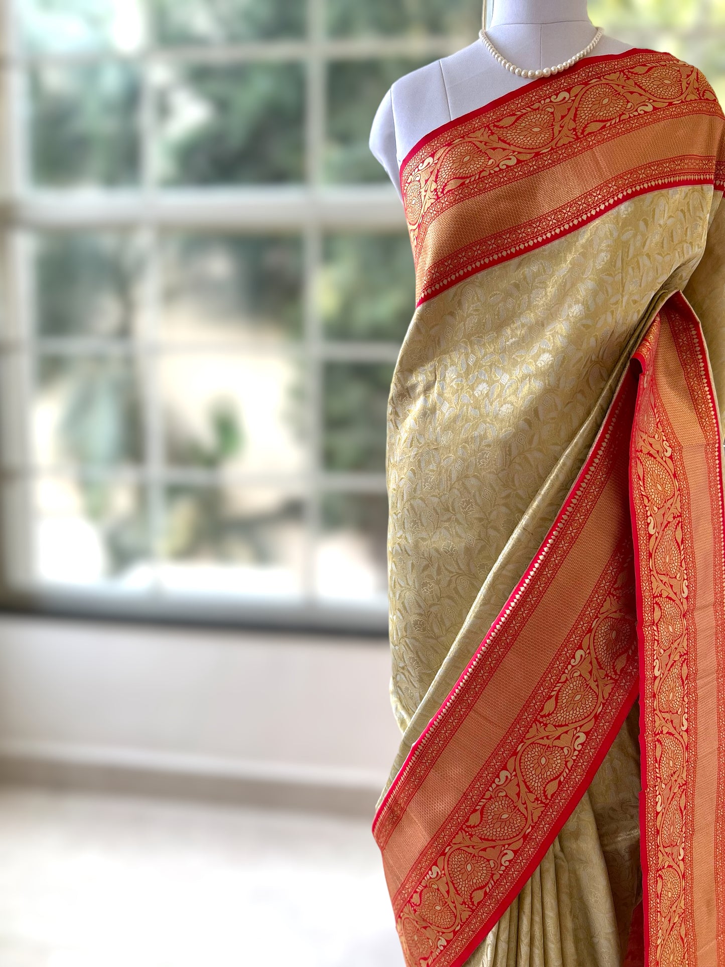 Golden silk saree