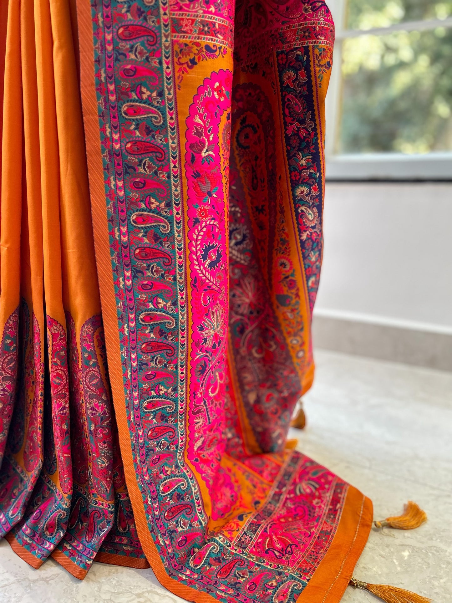 Orange silk saree