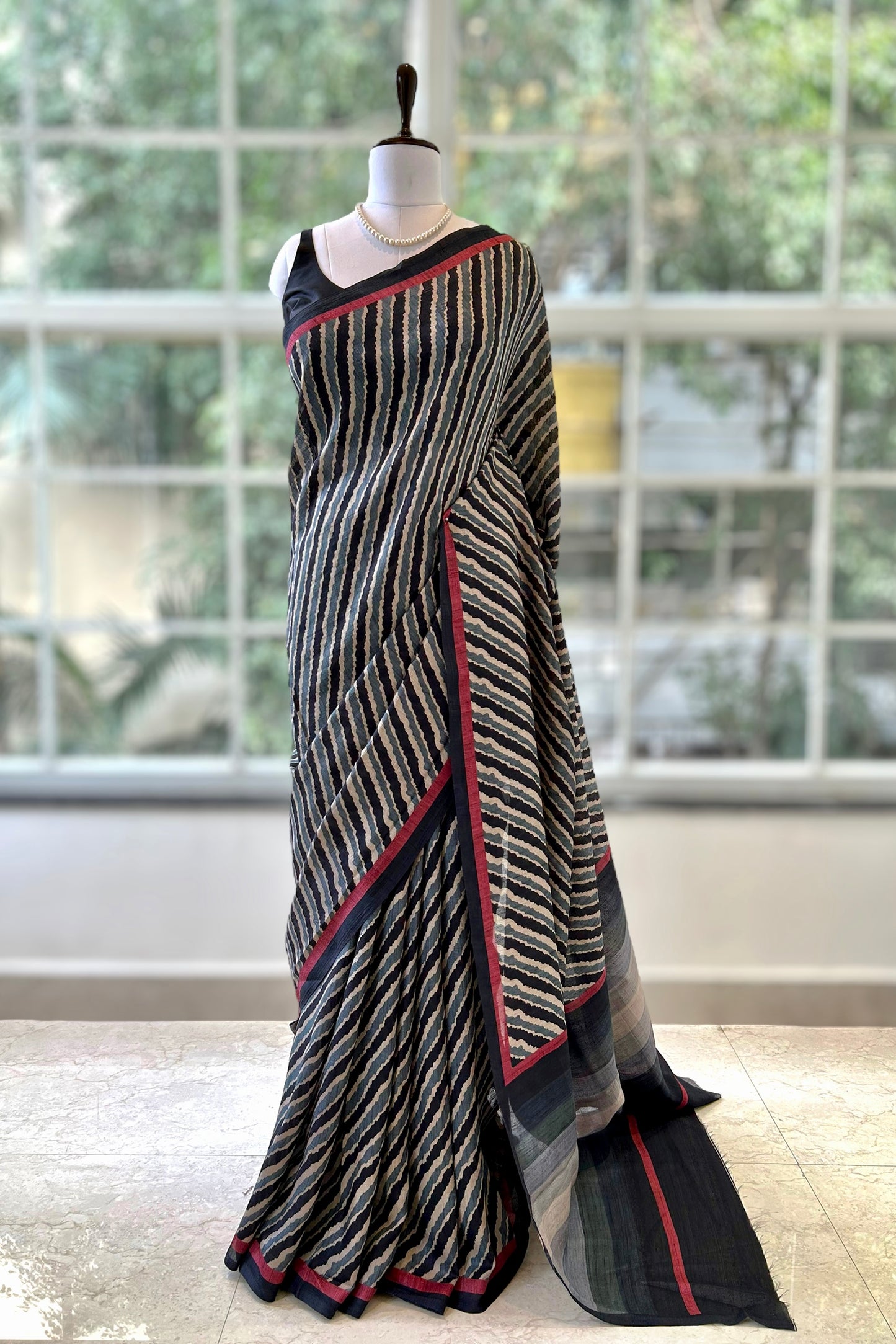 Tussar silk striped saree