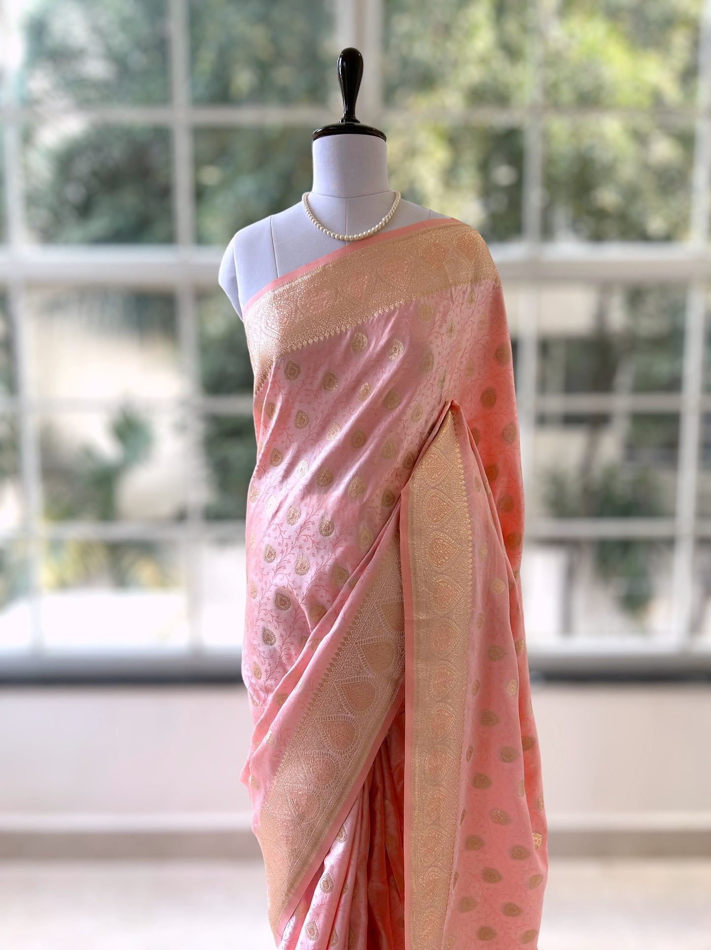 Zariwork silk saree - Baby Pink