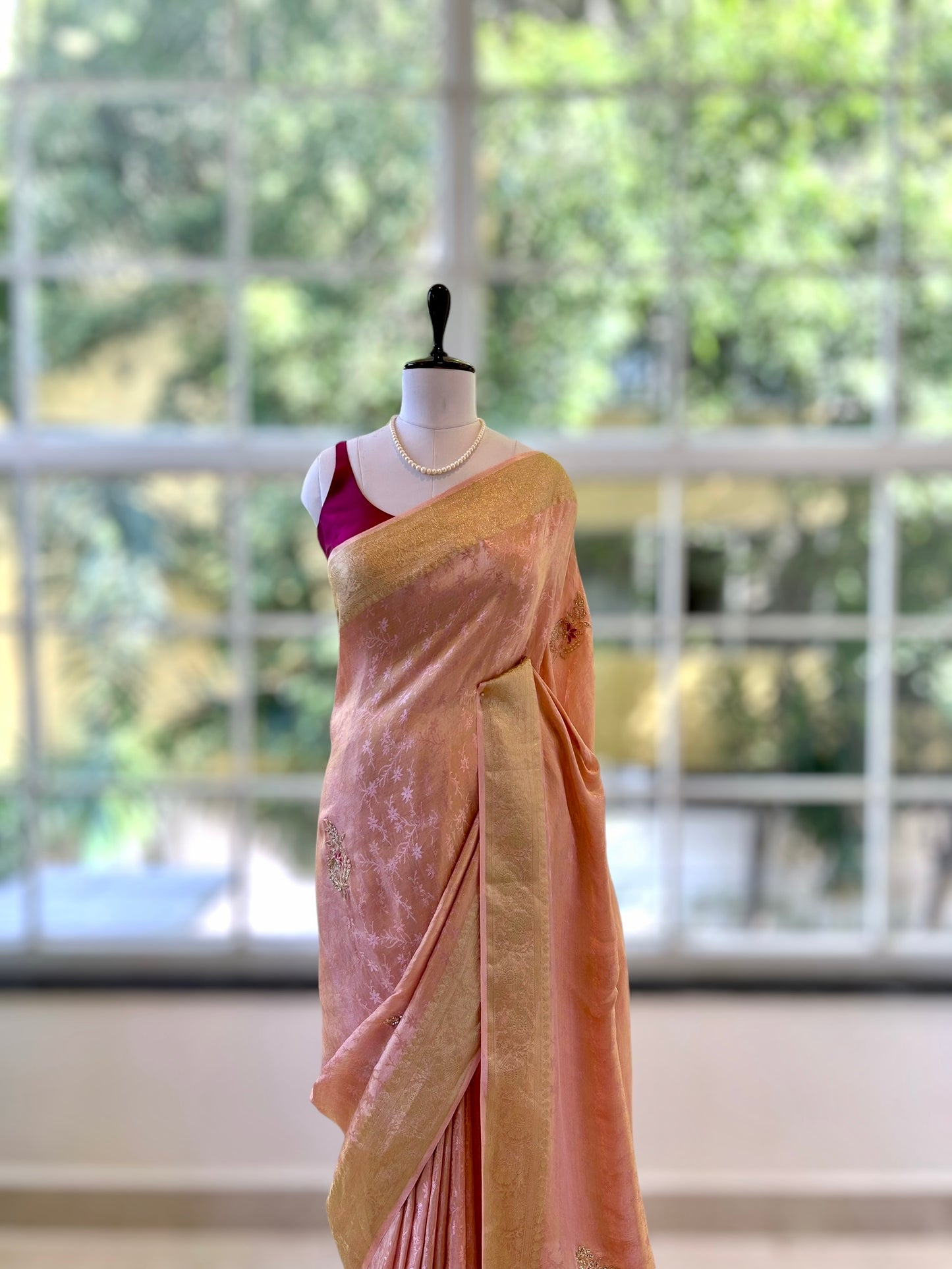 Soft tissue saree - Pink