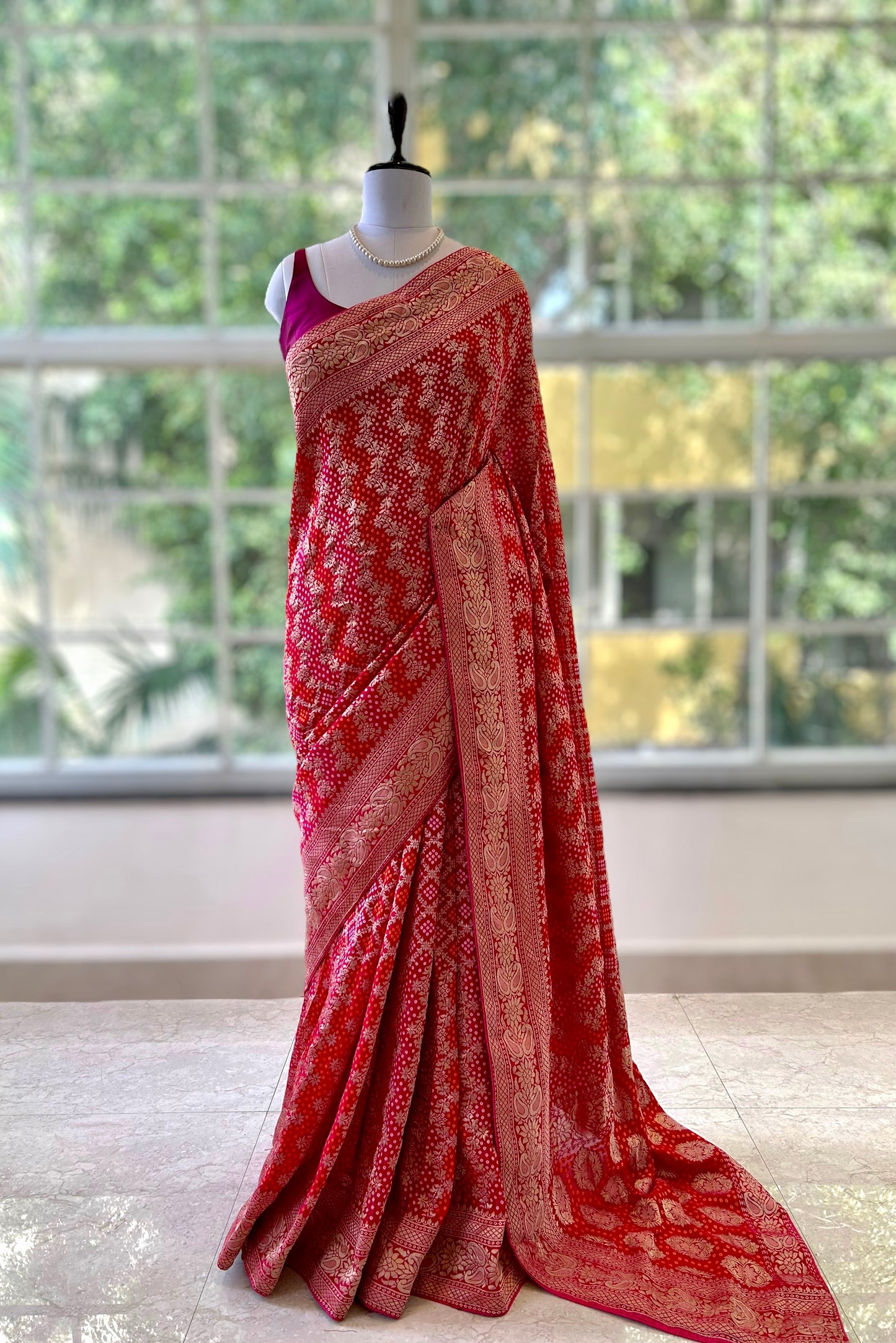 Georgette bandhani saree