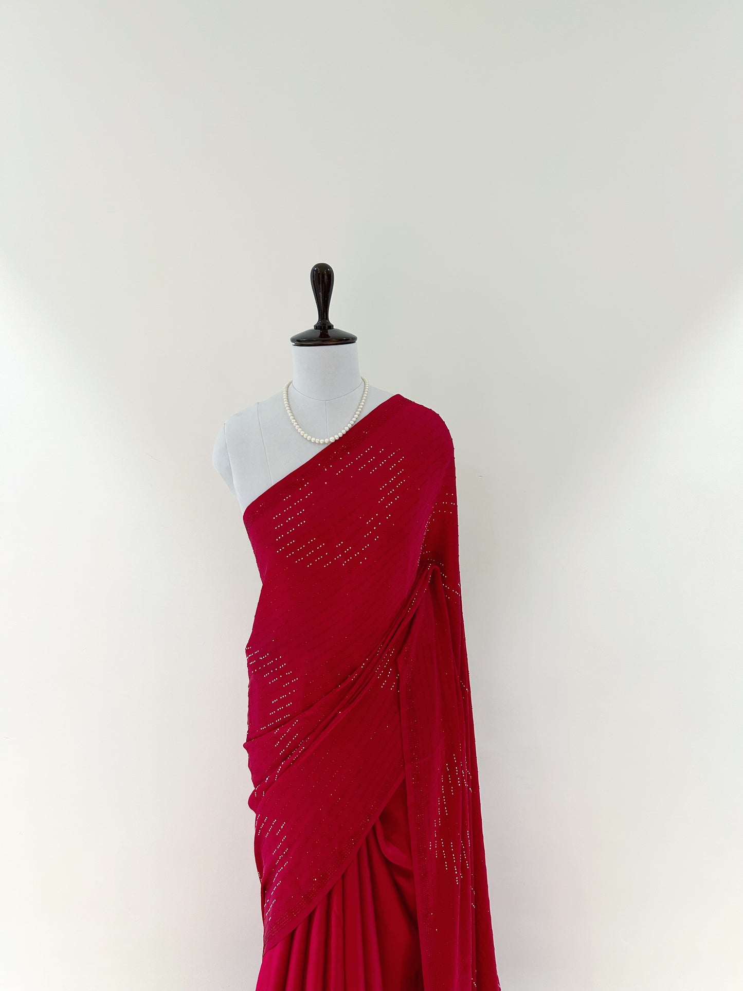 Magenta red sequins saree