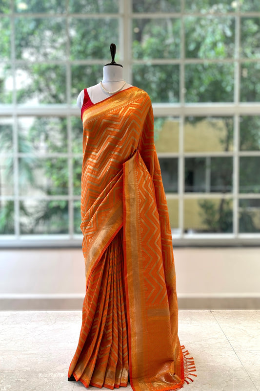 Orange silk saree