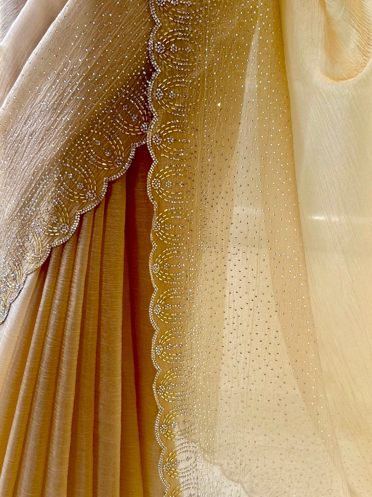 Golden swarovski embellished saree