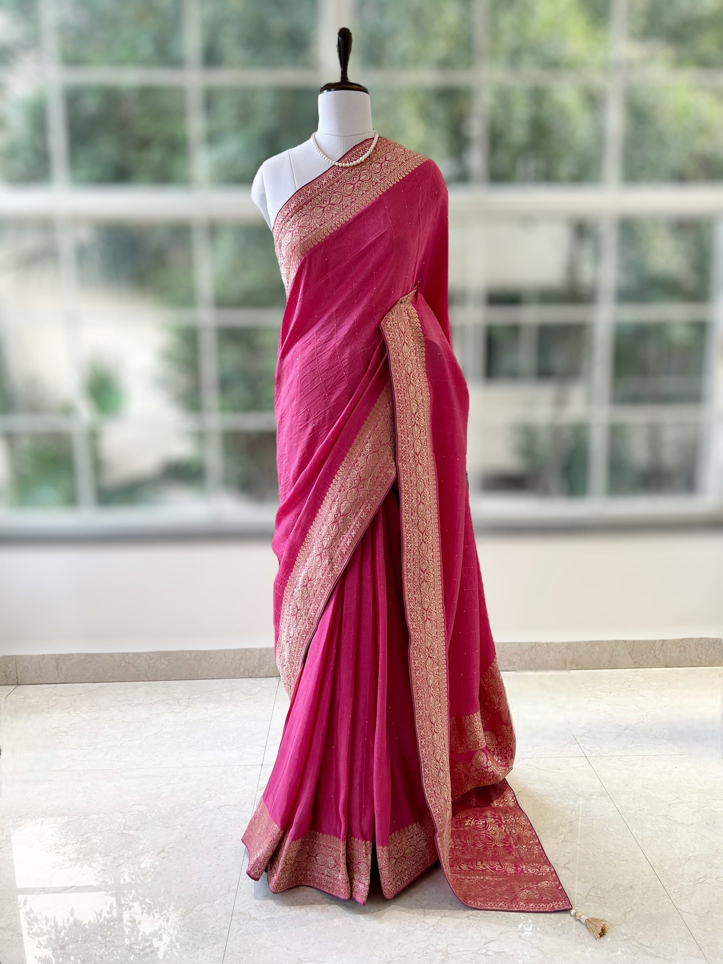 Onion pink sequins saree