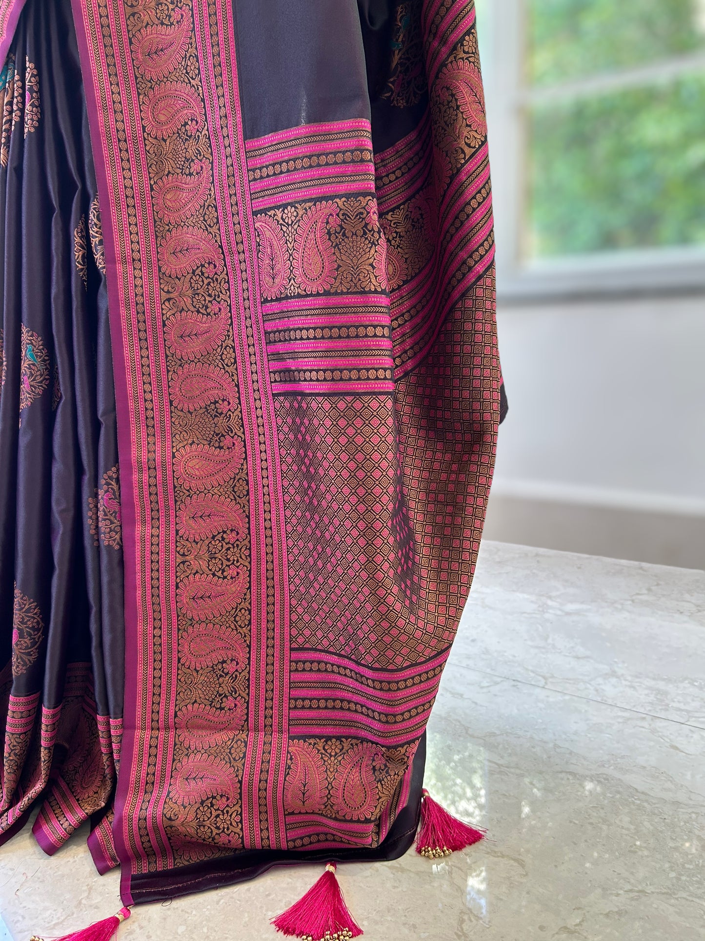 Rich brown soft silk saree