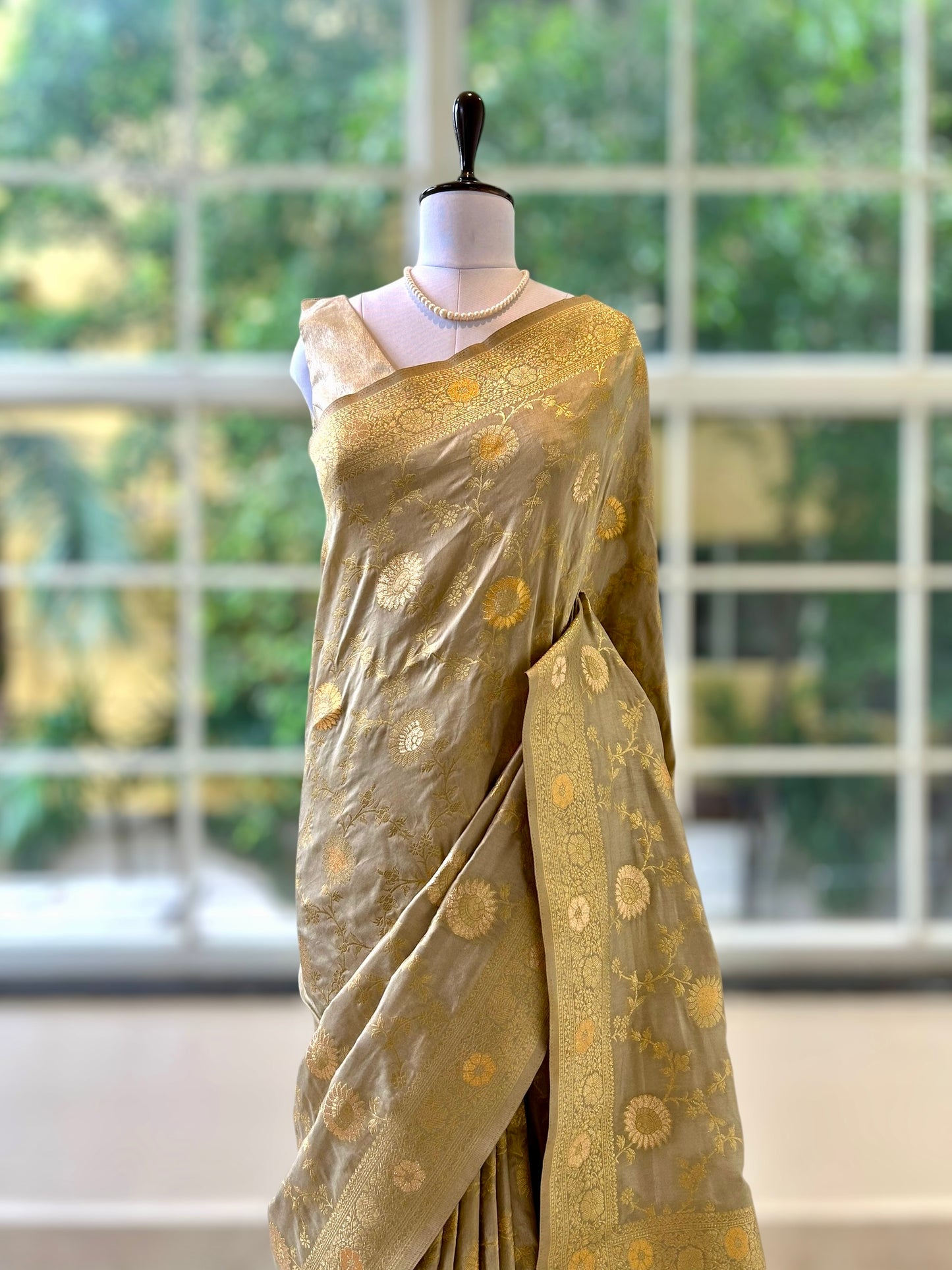 Golden soft silk saree