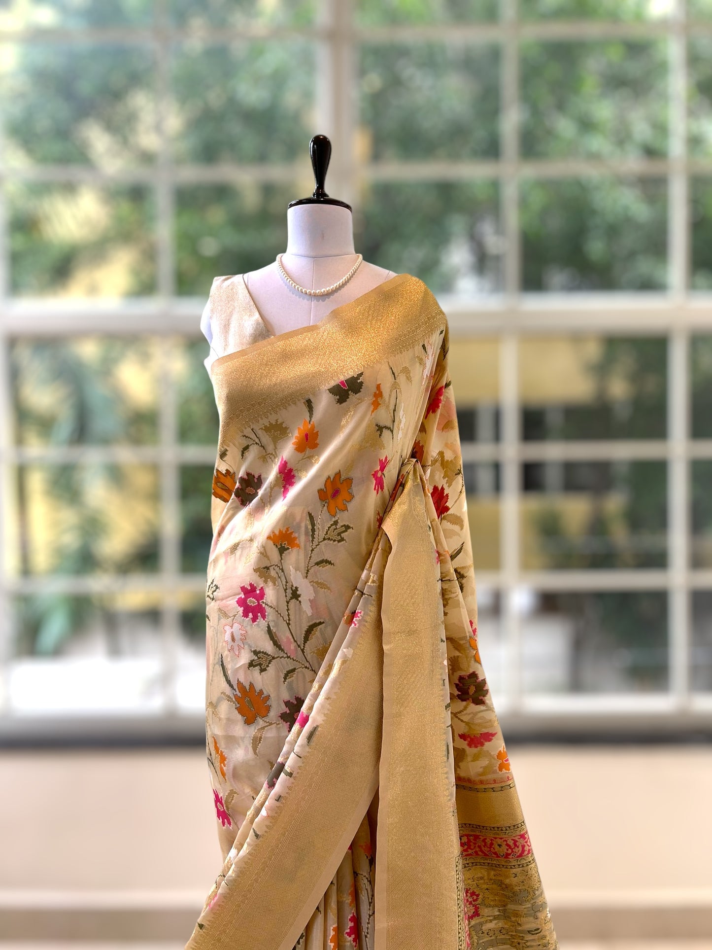 Zari silk saree - Cream