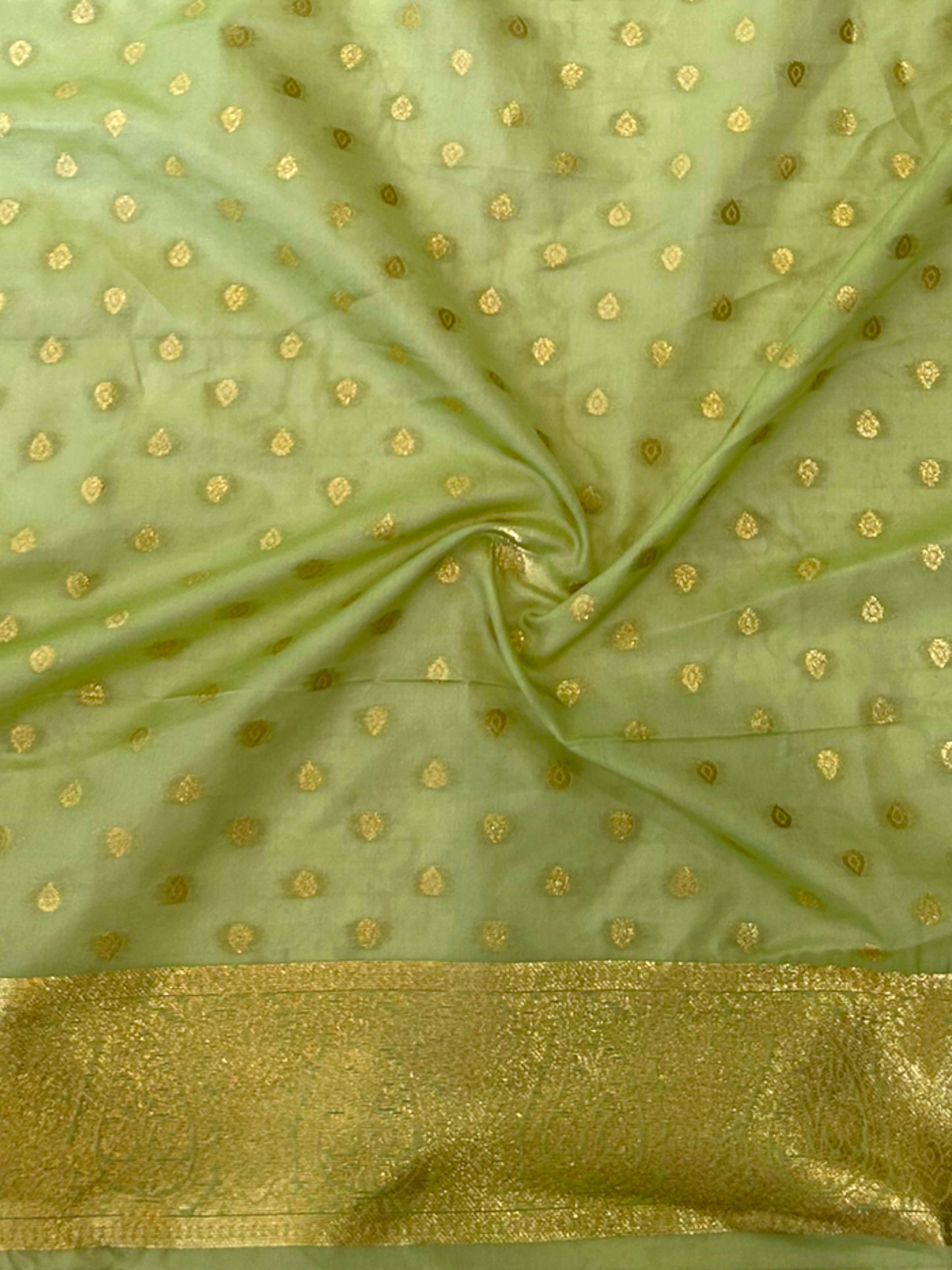 Banarasi soft silk saree - Lime green