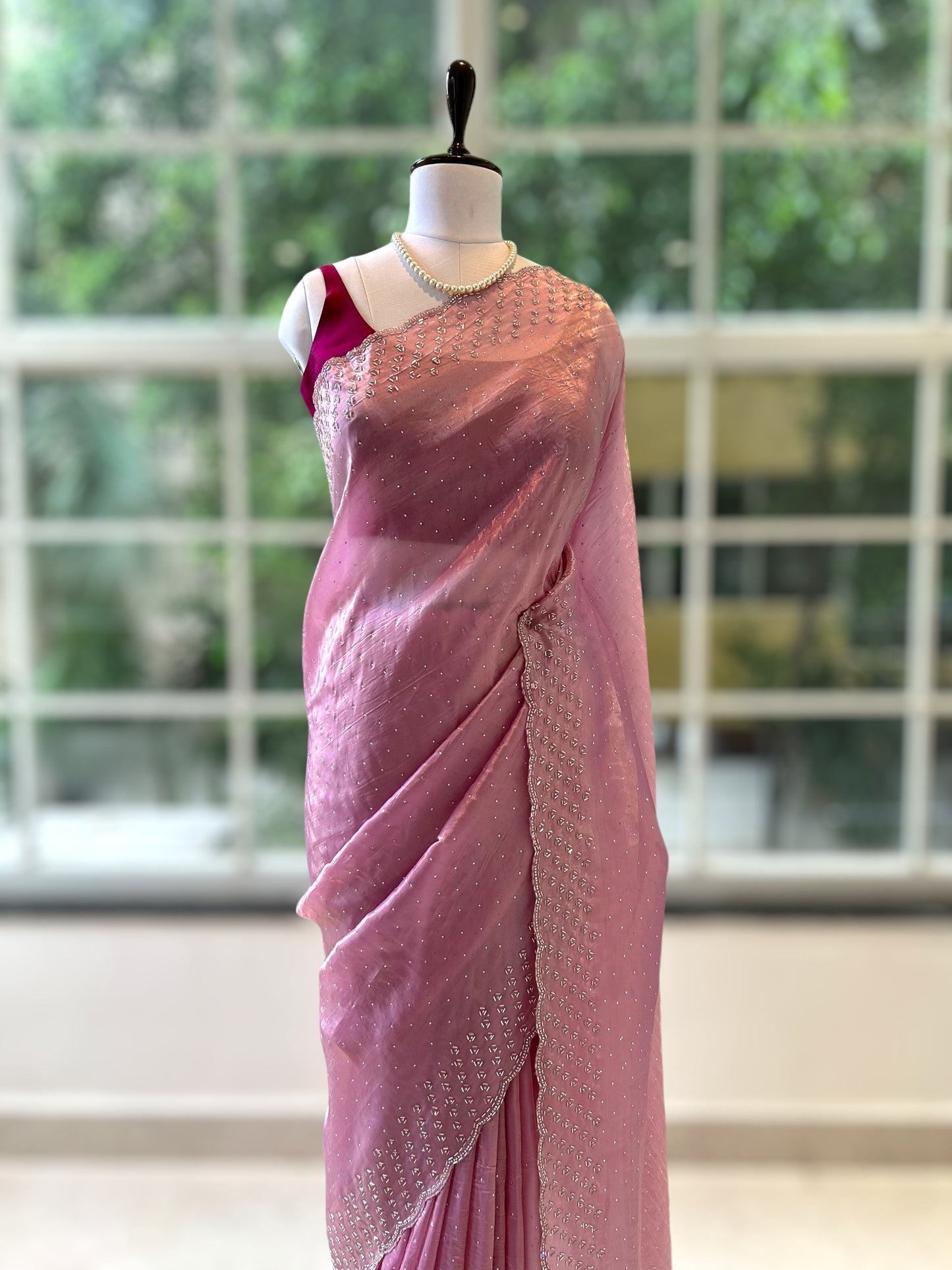 Soft organza cutwork saree - Lilac