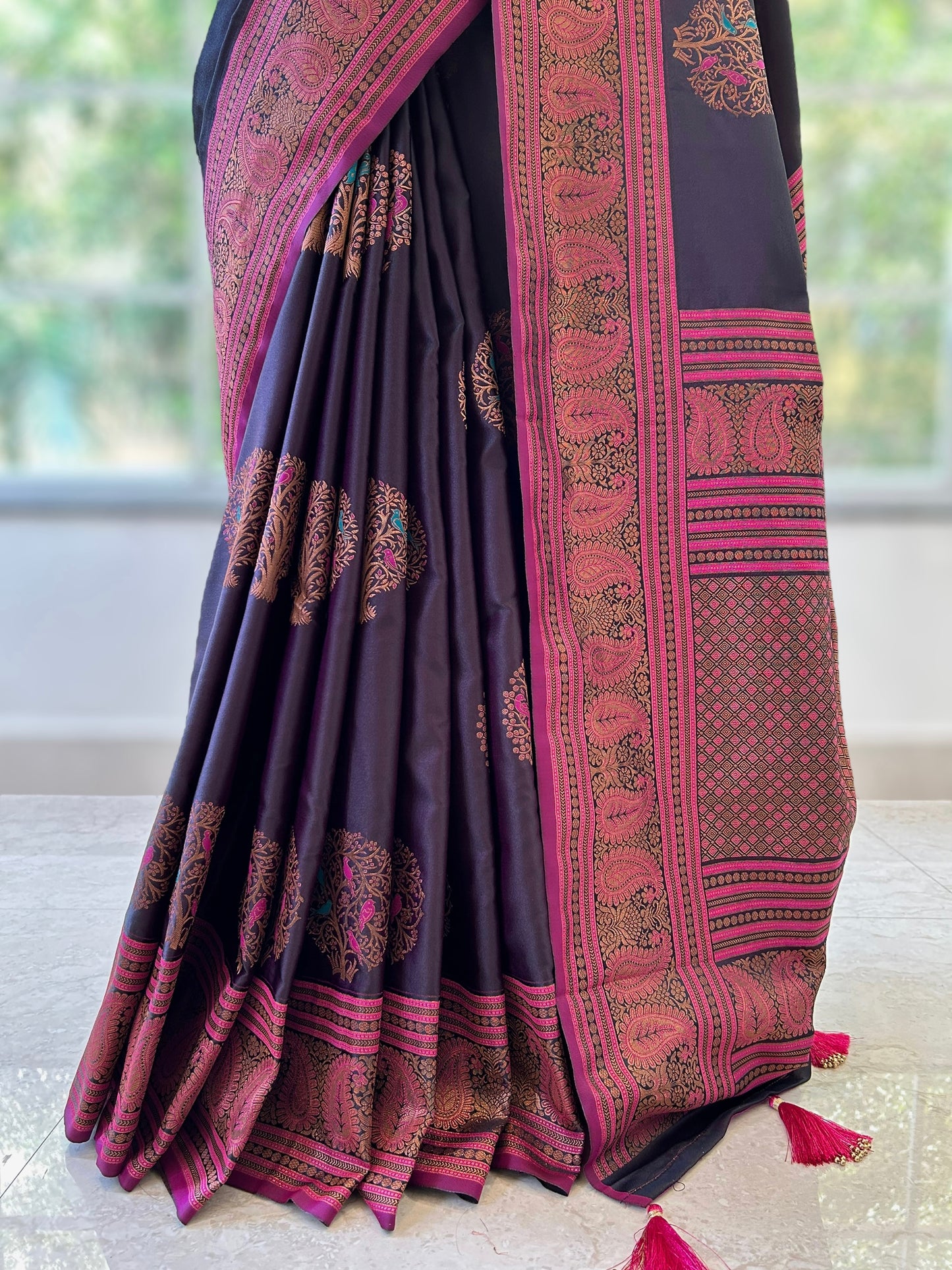 Rich brown soft silk saree