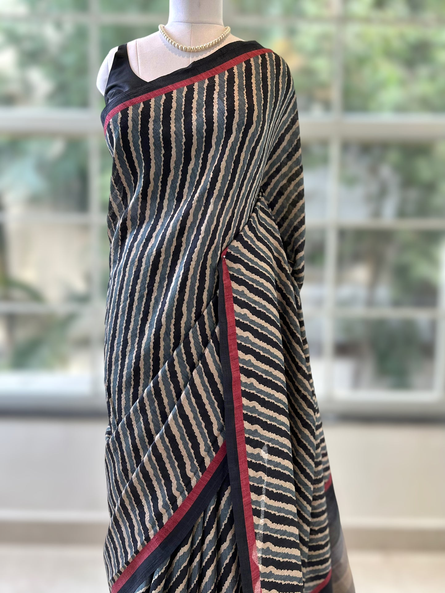 Tussar silk striped saree