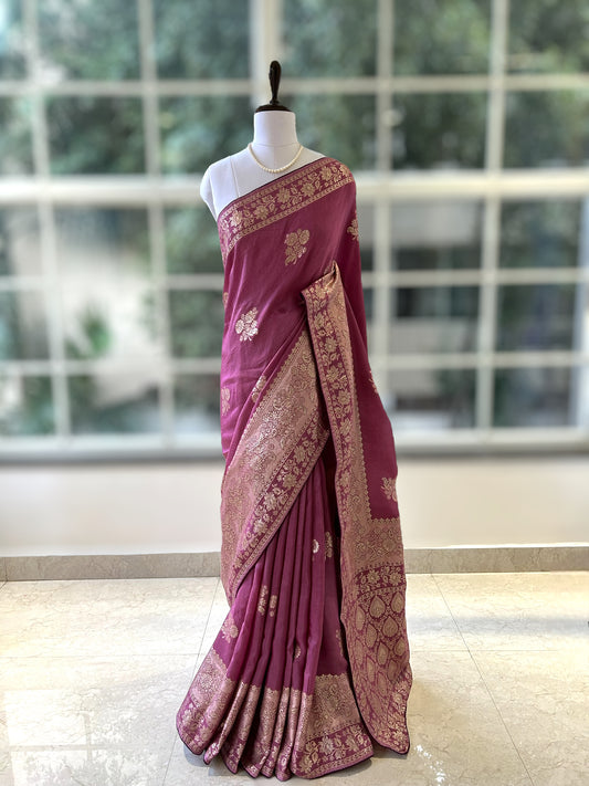 Purple dola silk saree