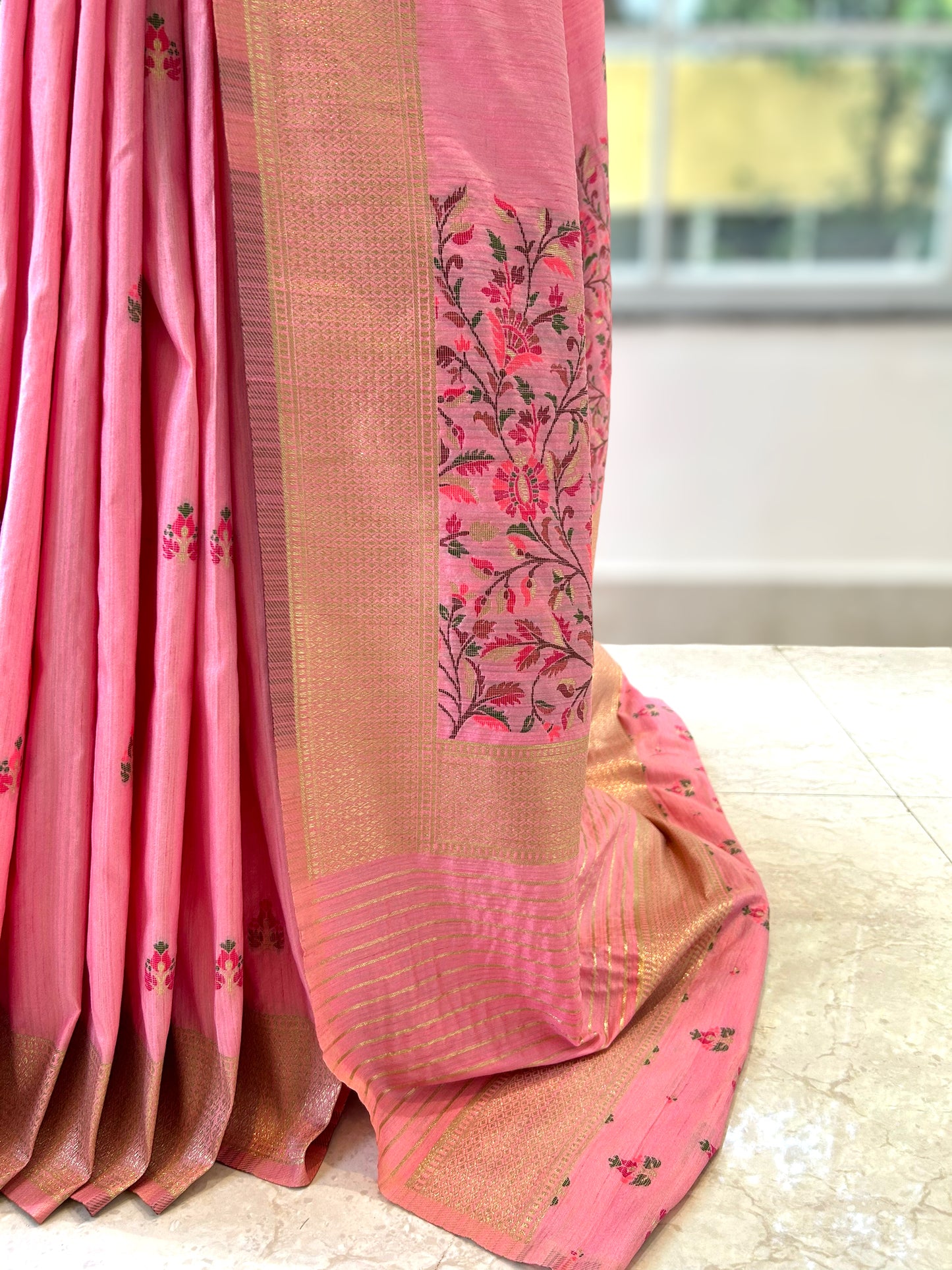 Cotton silk saree - Pink