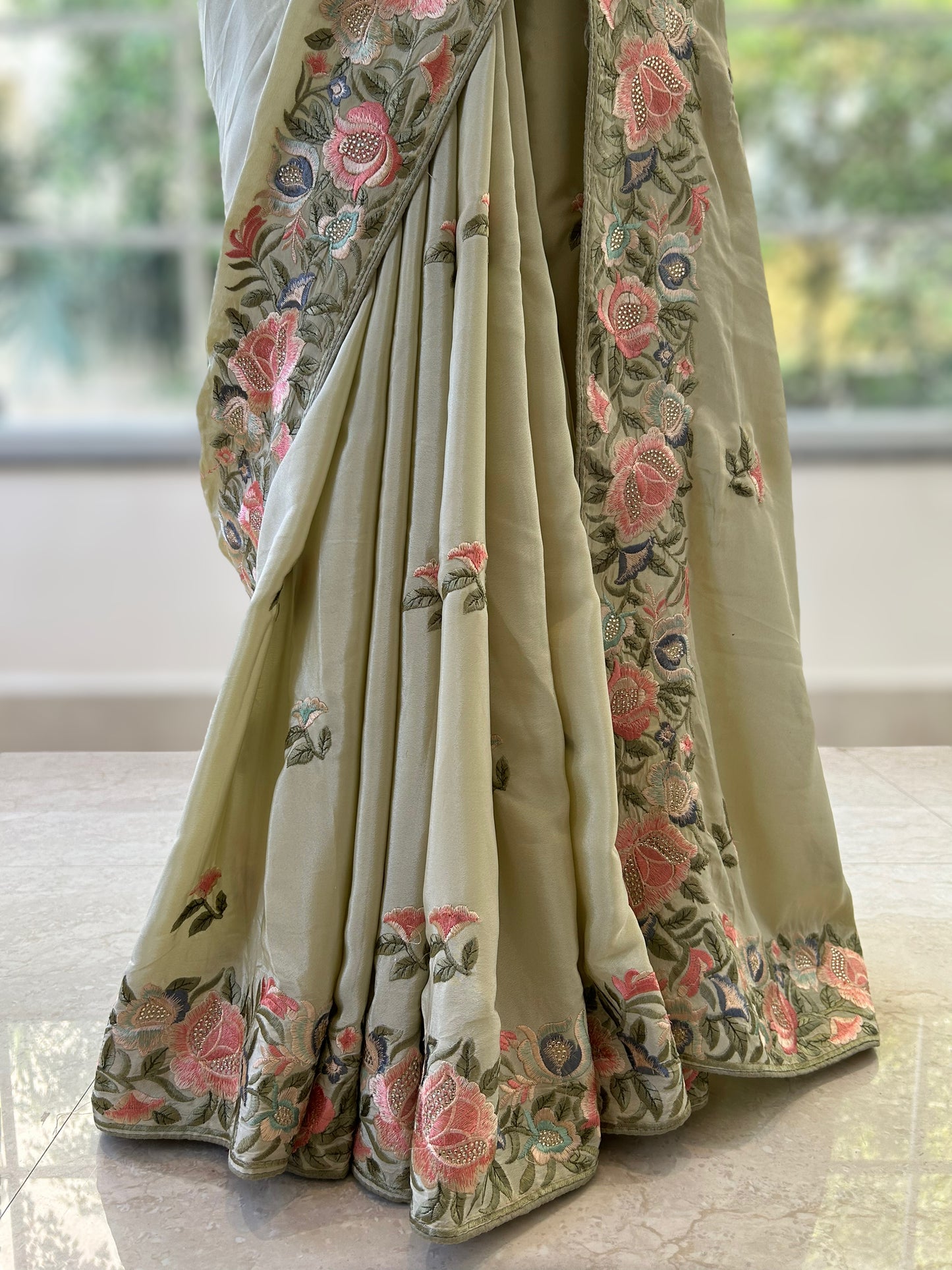 Floral Embroidered saree