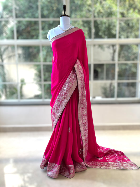 Pink motifs saree