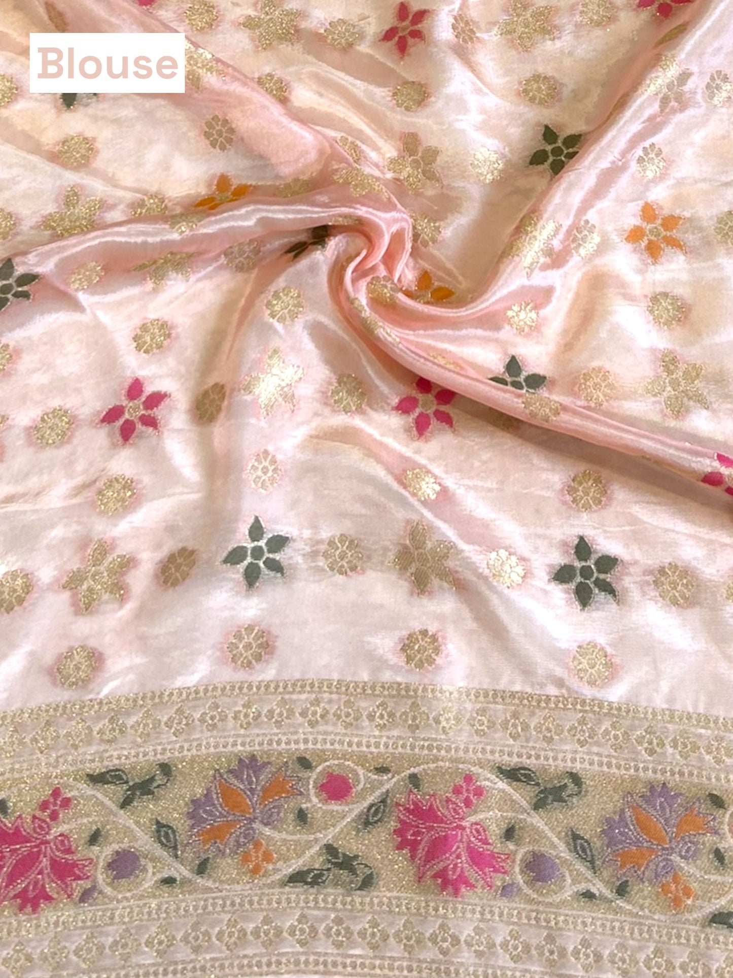 Zari silk saree - Baby Pink