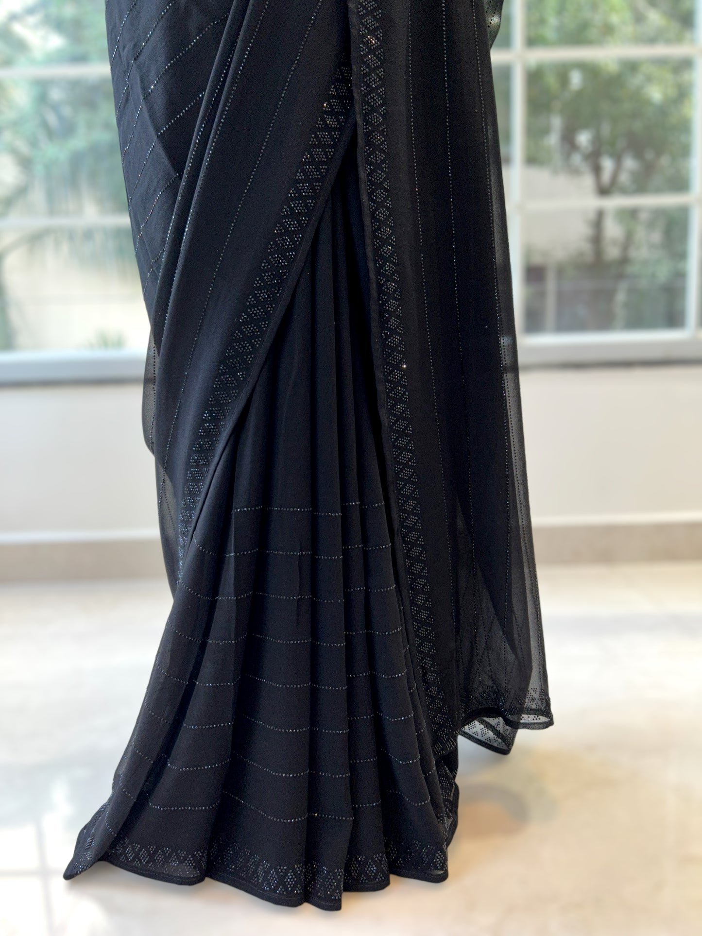 Pure georgette sequins saree - Black