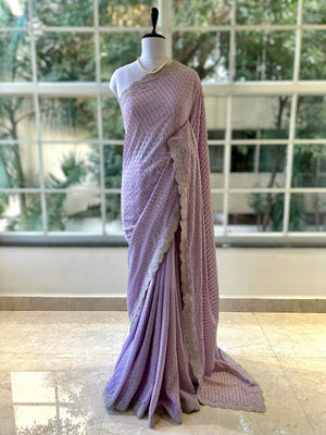 Pure georgette sequins saree - Lilac