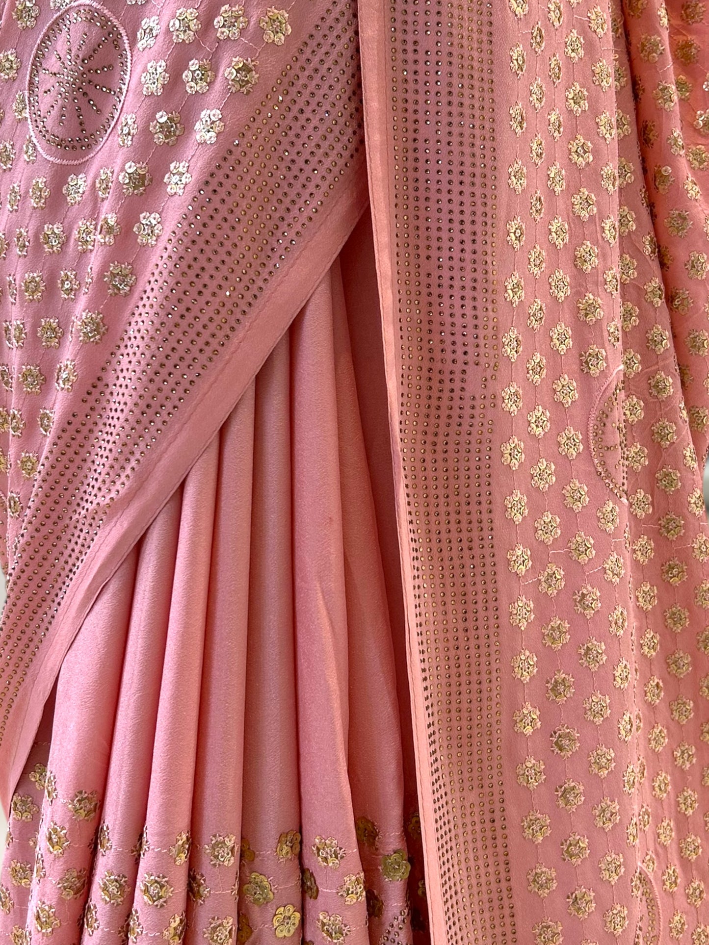 Sequins pure georgette saree - Pink