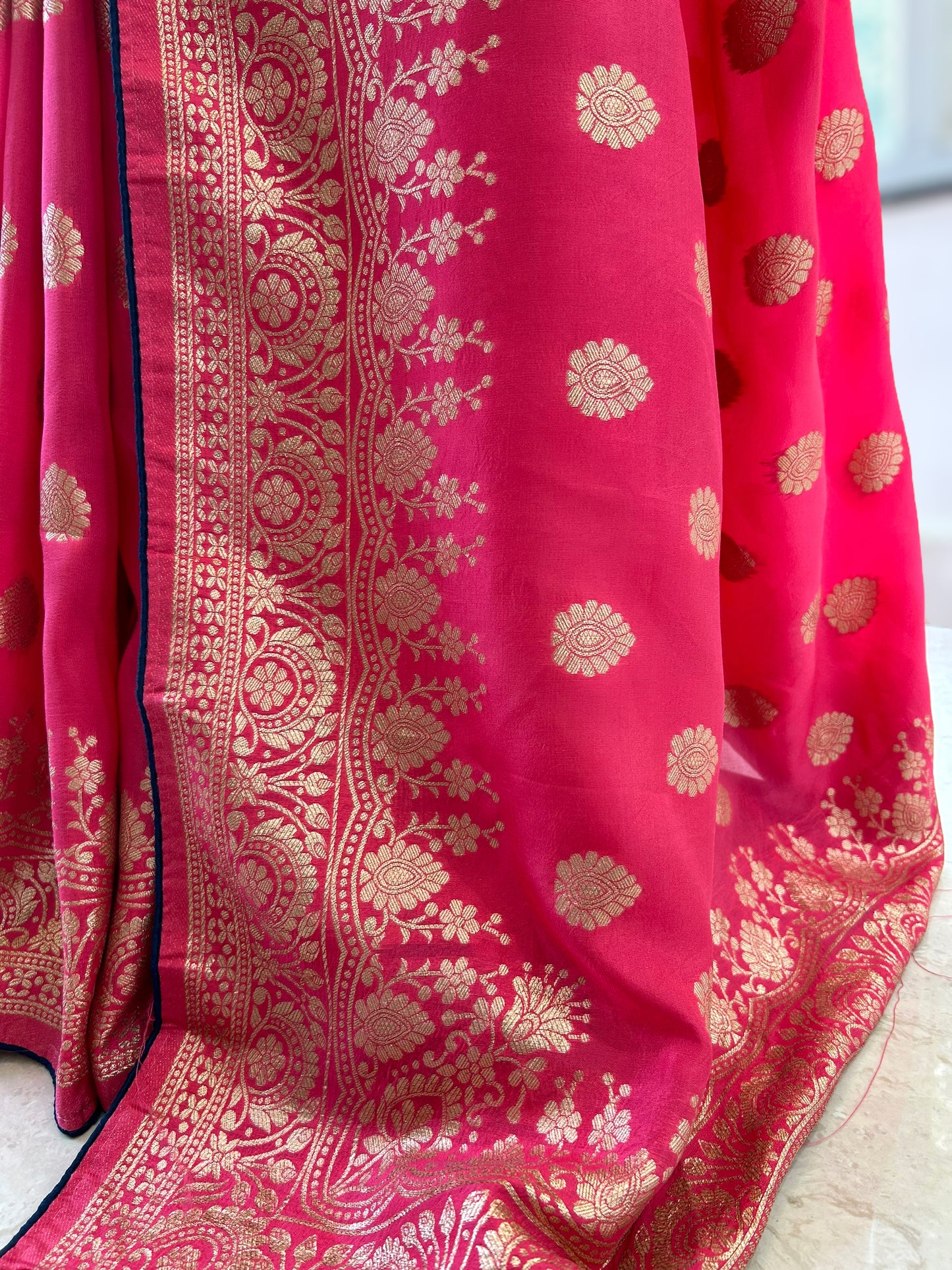 Rani pink pure dola silk saree